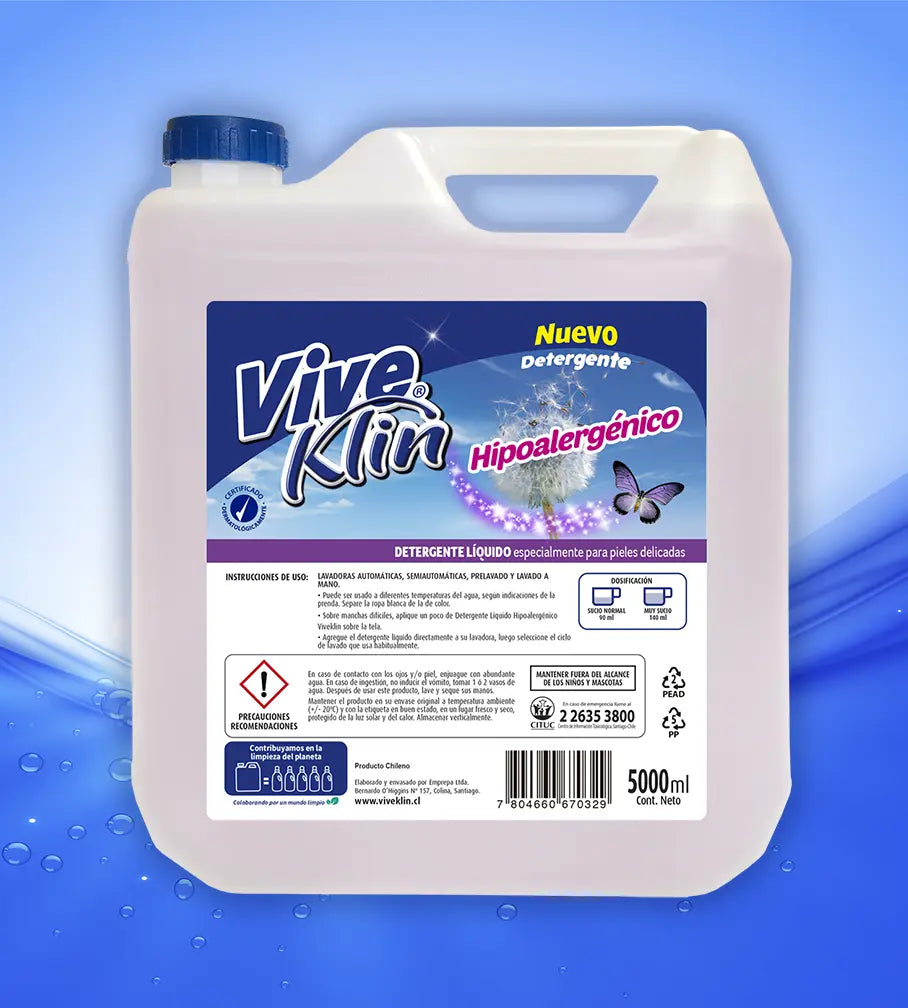 Detergente líquido hipoalergénico para ropa bidón 5 lts.